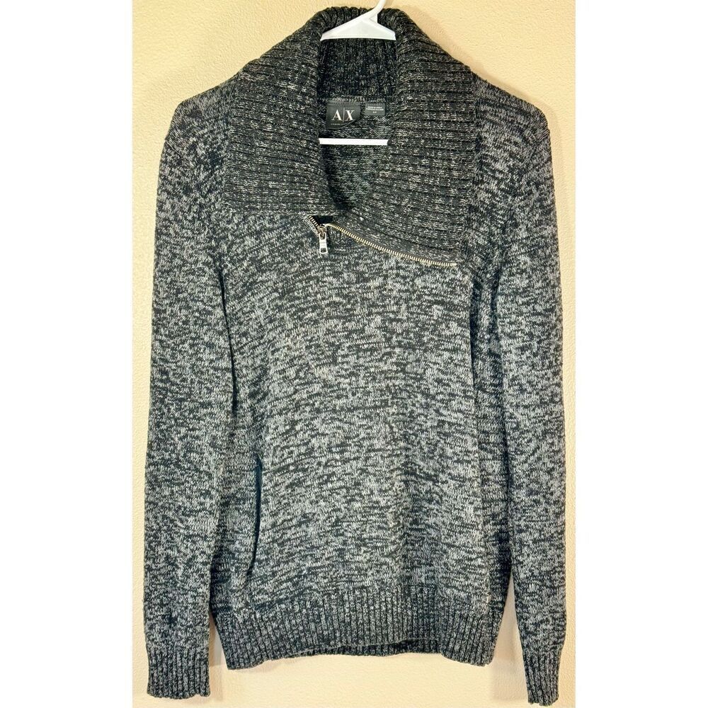 Armani Exchange Alpaca Wool Blend High Collar Quarter Zip Men's Sweater Small